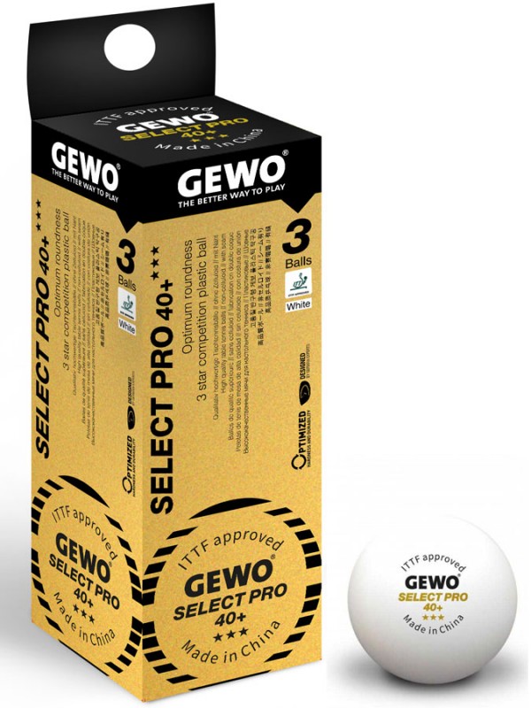 Žogice za namizni tenis GEWO Select Pro 40+ *** - 3 žogice